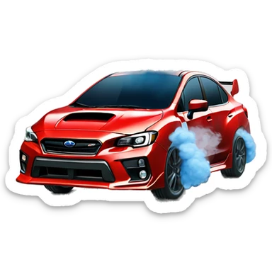 Blue subaru wrx with smoke going out from exhaust sticker