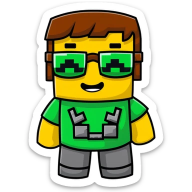 sponge with buck teeth and glasses wearing a Minecraft shirt sticker