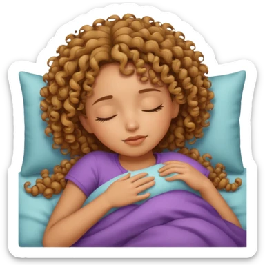 Menina cacheada dormindo sticker