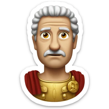 Nervous Emperor: A Roman emperor sweating, with a forced smile and restless hands, as if worried about an impending revolt or tough decision. sticker