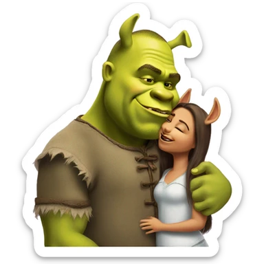 shrek kissing a donky sticker