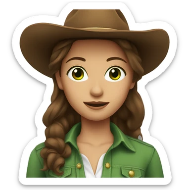 Cowgirl with brown hair and green eyes sticker