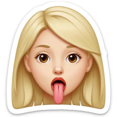 girl sticking her tongue out a little bit out the side of her mouth  sticker