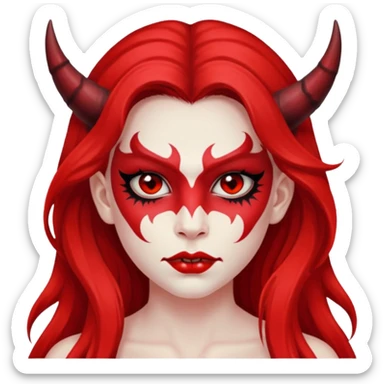 a long-haired red face paint devil girl  sticker