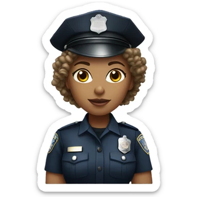 Female police officer curly hair light skinned  sticker