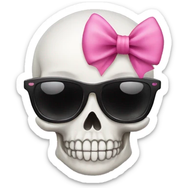Girly Skull with black glasses and pink bow on top of skull sticker