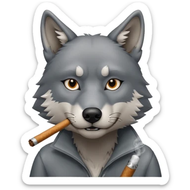 Loup qui fume un joint sticker