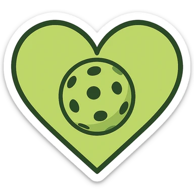 flat toon style lime green heart with pickleball ball inside sticker