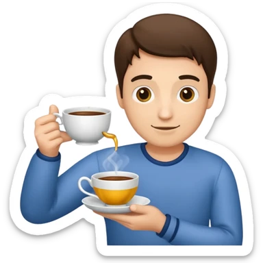 man holding teacup sticker