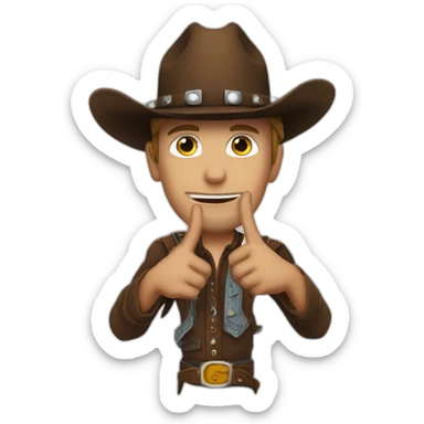 upside_down_cowboy_finger_guns sticker