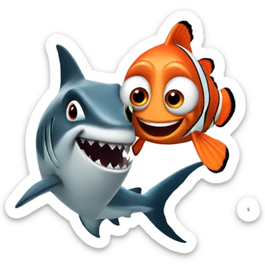 Nemo with shark  sticker