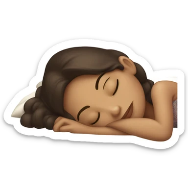 sleeping beauty brunette white girl with a silk pillow sticker