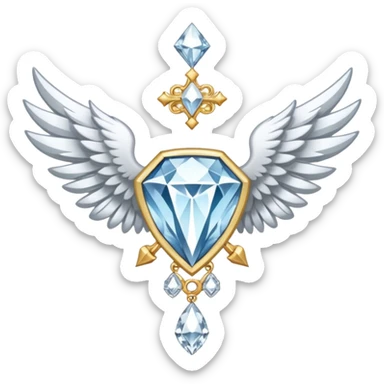 holy diamond emblem with white wings and diamond in the middle sticker