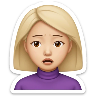 Asian woman agonizing over her chin sticker