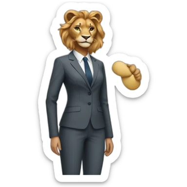 lioness in a professional female suit sticker