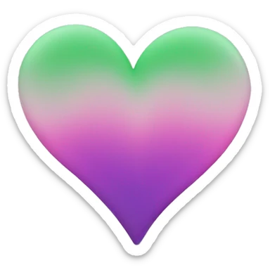 Green purple pink ombré heart  sticker
