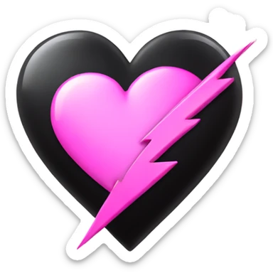 Pink heart with black lightning bolt sticker