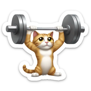A cat with a barbell sticker