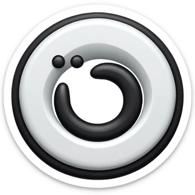 Quiero un logo de un círculo negro con una fina línea blanca vertical y una línea horizontal más gruesa que apunte hacia la izquierda. sticker