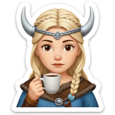 viking woman drinking coffee sticker