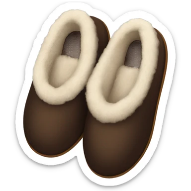 Dark brown slippers with fur sticker