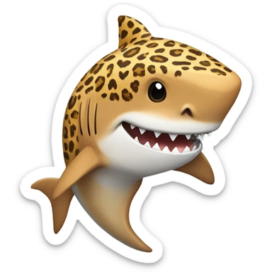Shark wearing cheetah print hoodie  sticker