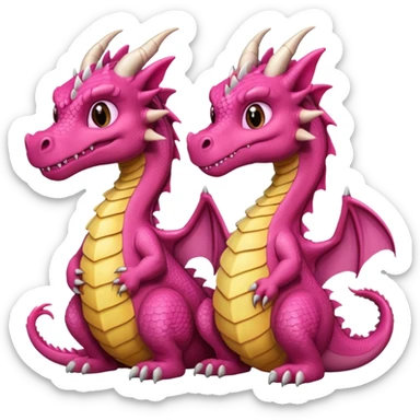 1 male dragon sitting next to 1 female dragon in pink sticker
