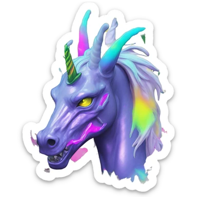 420 .Zombie_ Vaporwave black holographic oilslick zombie dragon unicorn person smoking yellow caution tape hemp leaves unicorn Pegasus hemp plants sticker