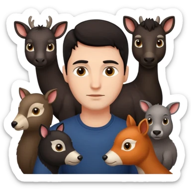 GRANJERO PIEL CLARA Y PELO OSCURO CON ANIMALES A SU ALREDEDOR QUE SEA HOMBRE sticker