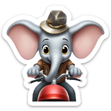 Dumbo on a motorcycle sticker