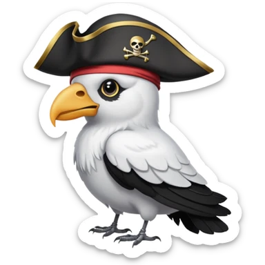 a white crow with a pirate hat sticker
