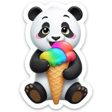 Panda eating ice cream sticker