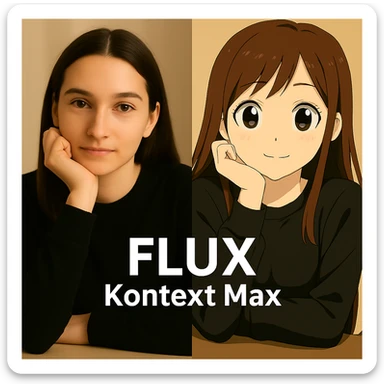 same similar image but chnage the text to "Flux Kontext Max" sticker