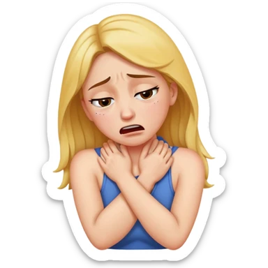 Woman having arms around neck choking while crying sticker