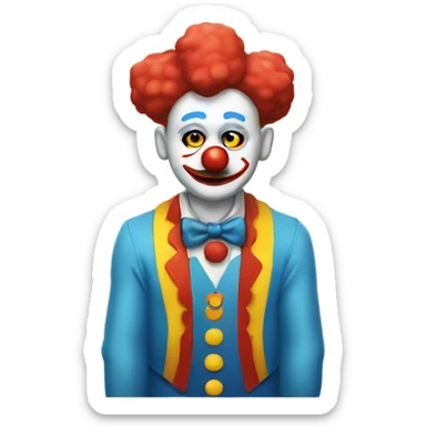 clown emoji sad with bottle of vodka, minimalistic  sticker