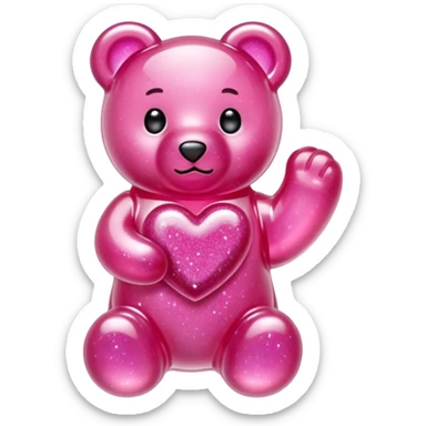 transparent pink gummy bear heart glitters pink sticker