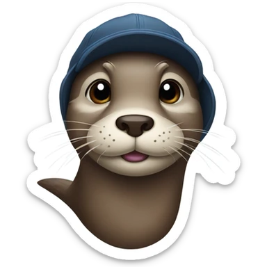 Otter face with backwards hat sticker