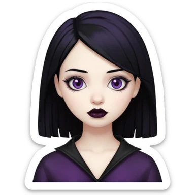 Goth girl black hair sticker