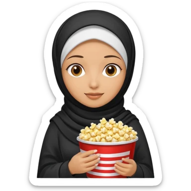 a hijab holding a bucket of popcorn sticker
