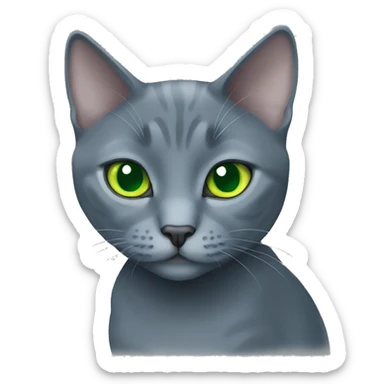 green eyes russian blue cat sitting  sticker