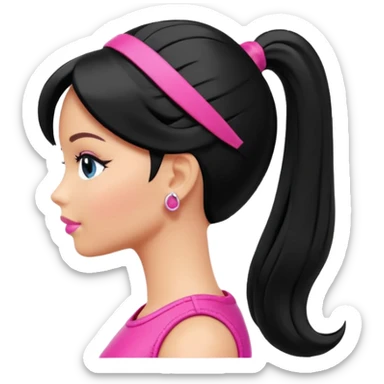 Barbie ponytail silhouette in solid color sticker