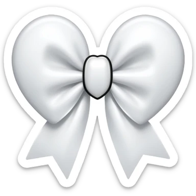 white heart with white bow sticker