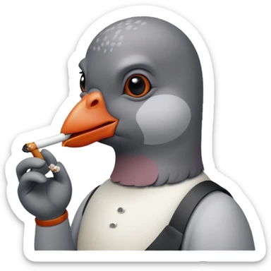 Pleasr make a cool pigeon snoking a cigarette in the style of pepe sticker