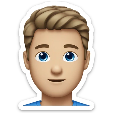 men, brown hair, white, blue eyes, short hair sticker