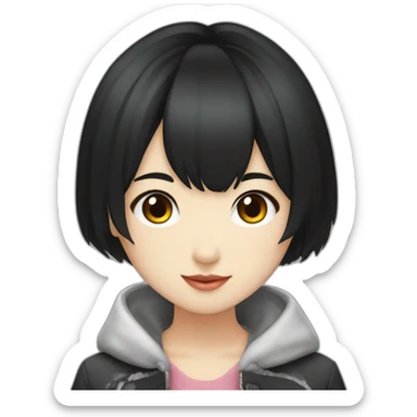 short-black-haired-Japanese-idol-girl sticker