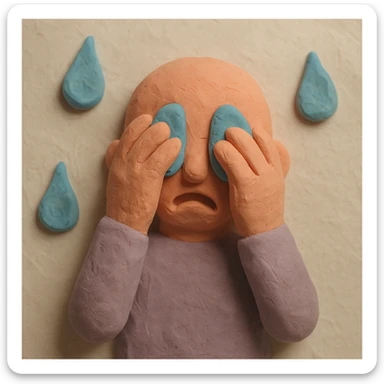 Tears in claymation style, matte texture with soft pastel colors. sticker