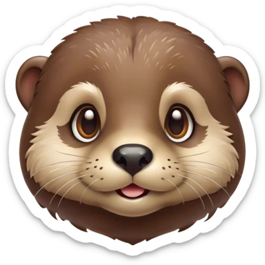 Cinematic Cute Otter Portrait Emoji, Head tilted playfully and inquisitively, featuring a glossy, streamlined brown Fur with a cute, twitching nose and round, sparkling eyes filled with curiosity, Simplified yet irresistibly adorable features, highly detailed, glowing with a warm, friendly glow, high shine, affectionate and sprightly, stylized with a touch of aquatic whimsy, bright and endearing, soft glowing outline, capturing the essence of a mischievous yet loving otter, so playful it feels like it could splash out of the screen and into your arms! sticker