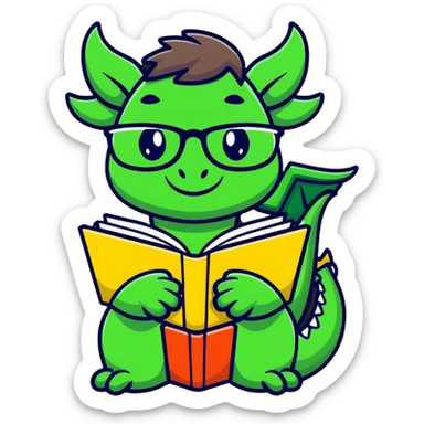 A fierce but gentle book dragon ￼ sticker