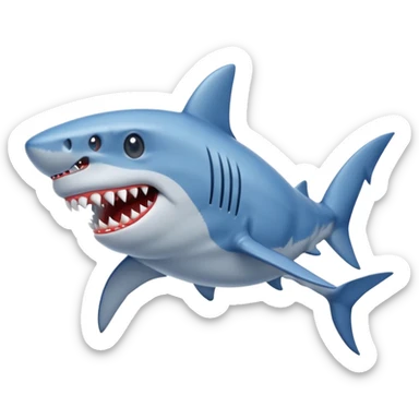 A shark with blue shoes on it's feet sticker