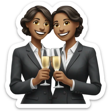businesswoman duo brunette girls celebrating sticker